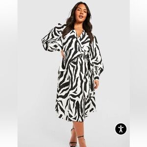 Boohoo printed midi skater dress